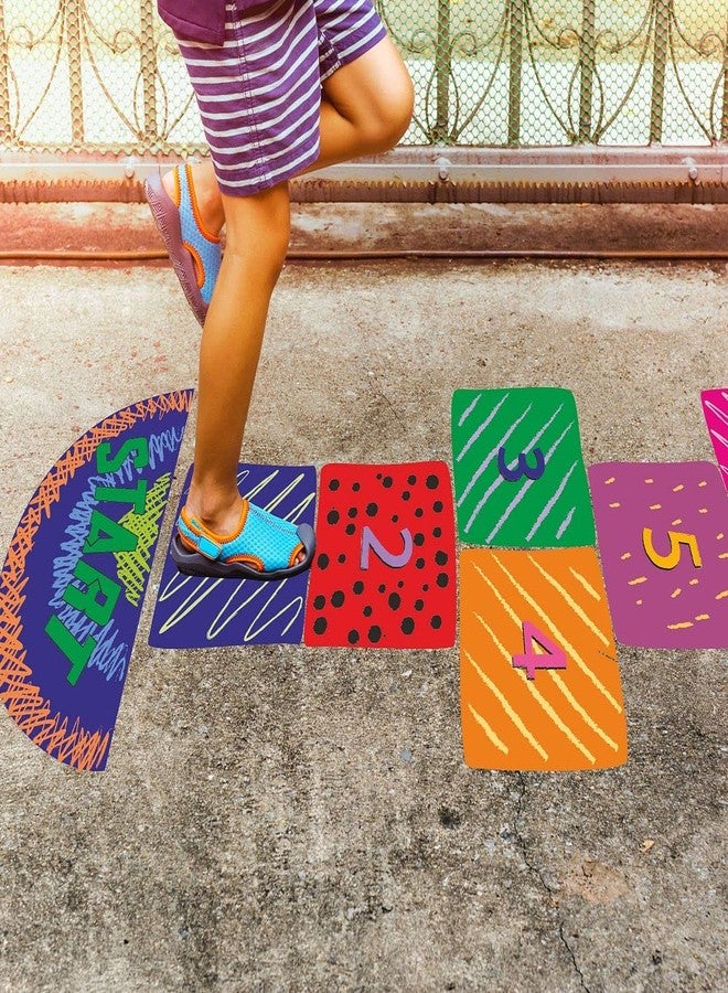 CVANU Creative Design of Hopscotch Game Stickers Number Jumping Grid Game Floor Decals PVC Vinyl for Children Living Room, Home and Nursery Classroom, Multicolour, Size (24x104.5) inch - Image 4